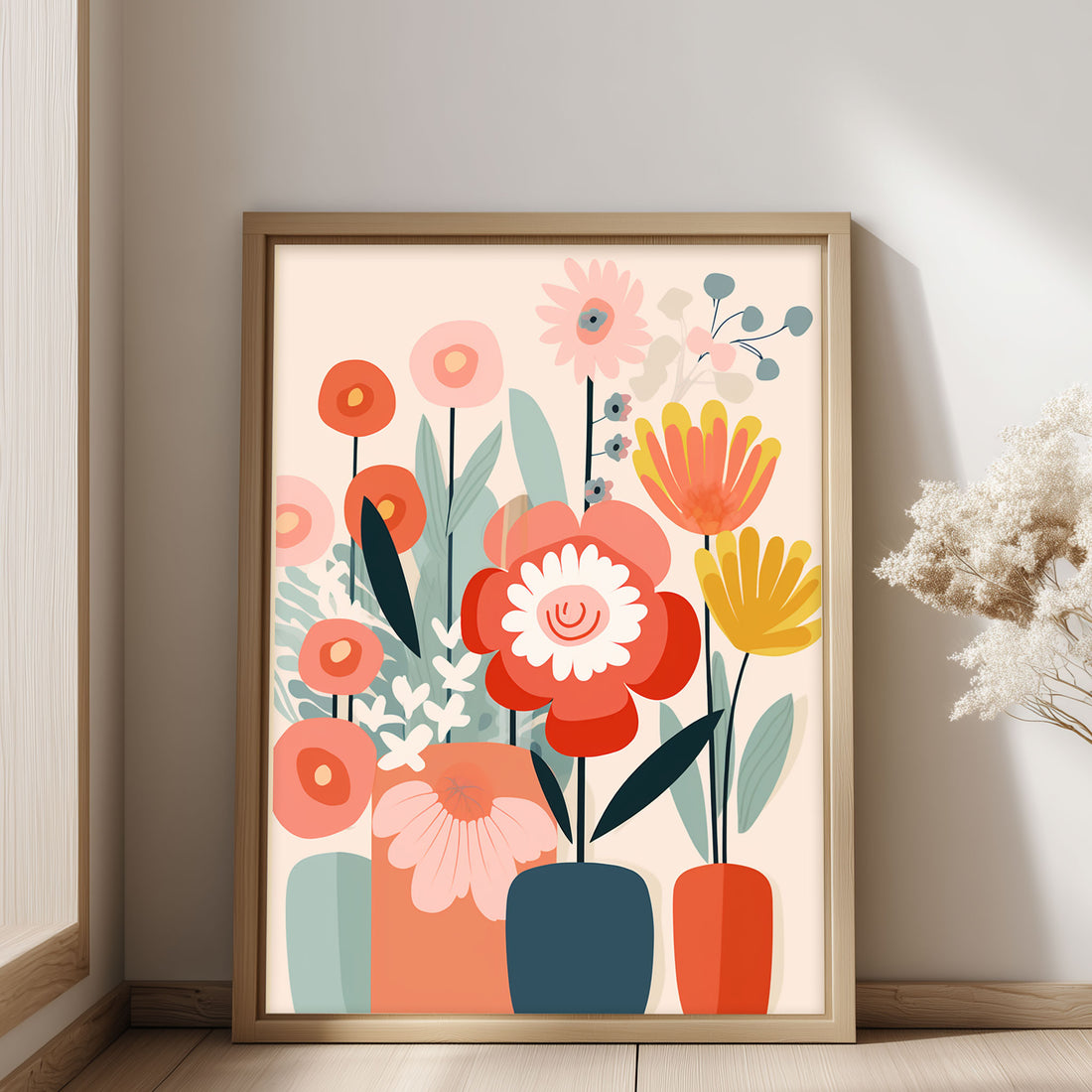 mid-century-print-pastel-flower-poster