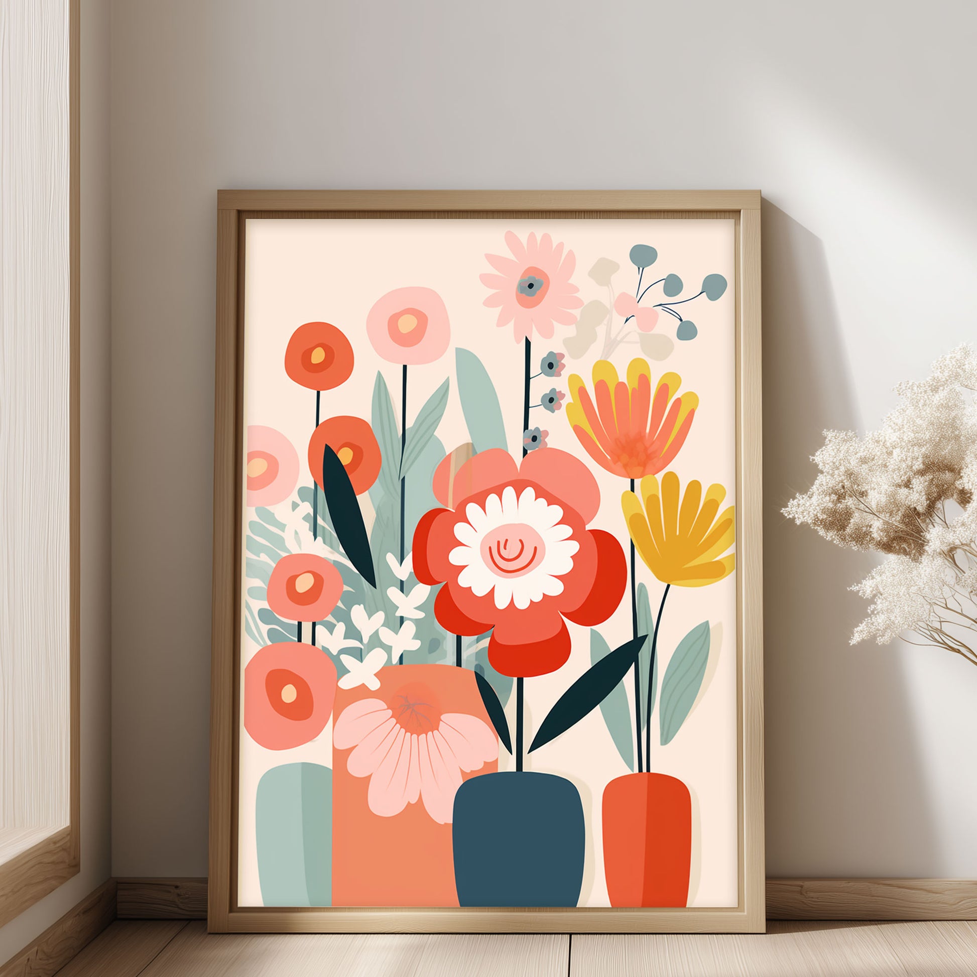 mid-century-print-pastel-flower-poster-print