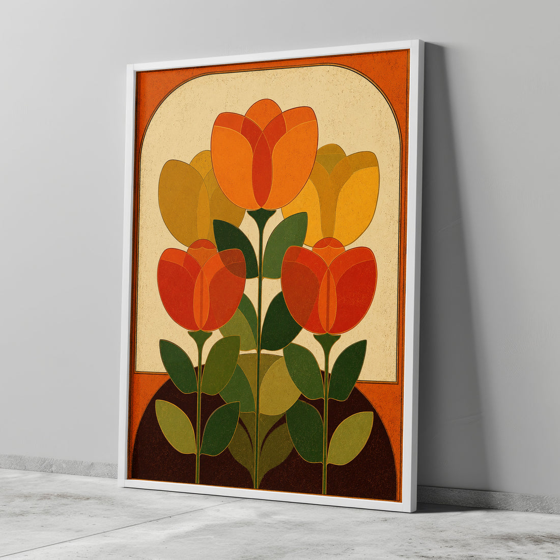Mid-Century Print Orange Tulips