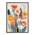 Mid century print pastel botanical floral poster