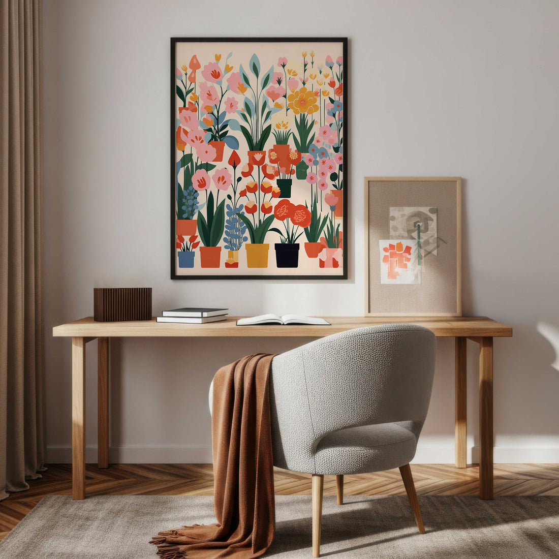 Mid Century Print Boho Flowers