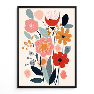 Mid Century Print Retro Flowers