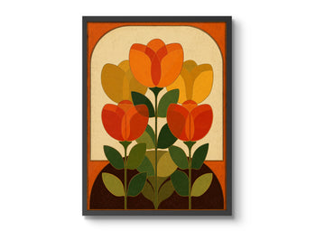 Mid-Century Print Orange Tulips