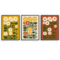 Mid Century Print Abstract Flower Art Set