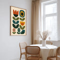 Mid Century Print Floral Folk Art. Available as premium wall art and framed print