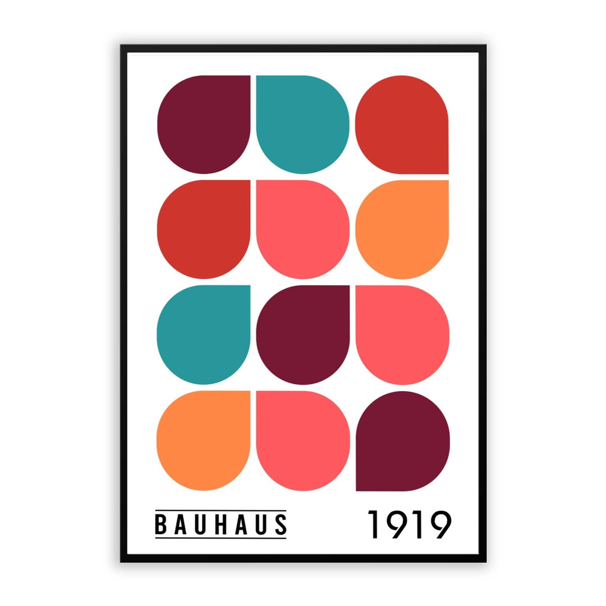 Midcentury print Bauhaus colorful teardrop poster repeating geometric patterns retro water droplet art modern abstract home decor