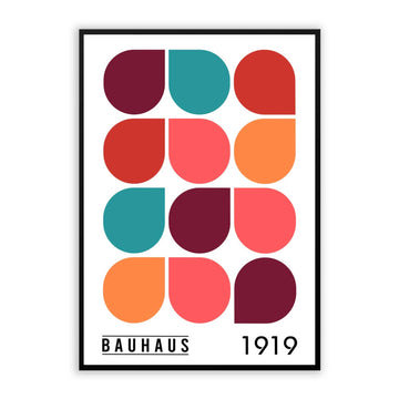 Midcentury print Bauhaus colorful teardrop poster repeating geometric patterns retro water droplet art modern abstract home decor