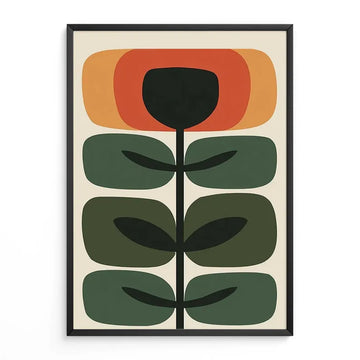 Mid Century Print Abstract Botanical