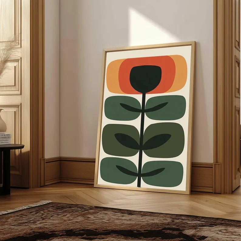 Mid Century Print Abstract Botanical