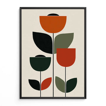 Mid Century Print Scandinavian Floral Poster
