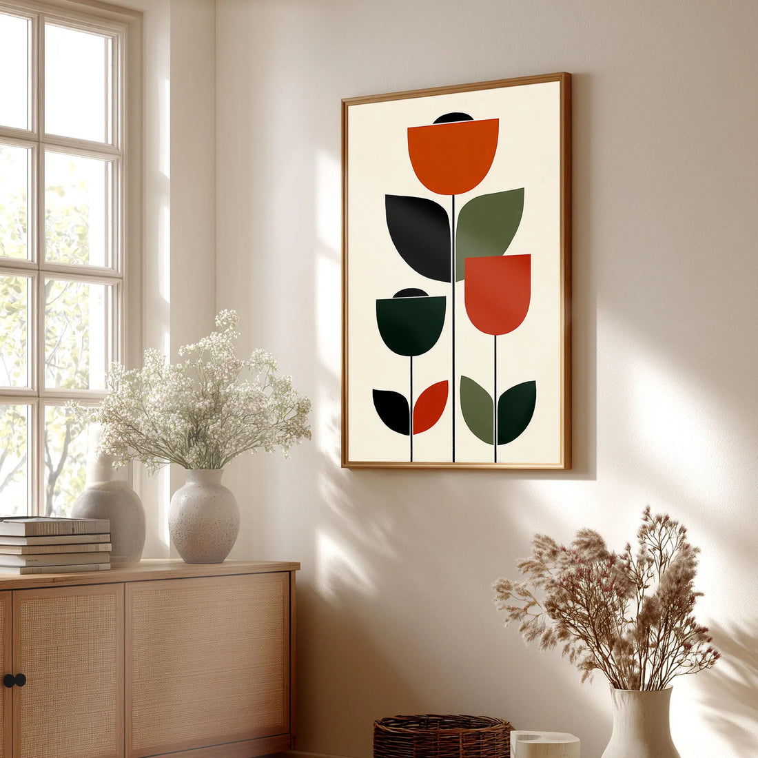 Mid Century Print Scandinavian Floral Poster