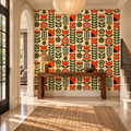 Mid Century Wall Paper - Orange & Green Retro Design. Retro Mid Century Wall Paper Seamless Floral PatternTransform your space with the timeless charm of Mid Century wallpaper, Vibrant Burnt Orange and Forest Green Abstract Pattern.