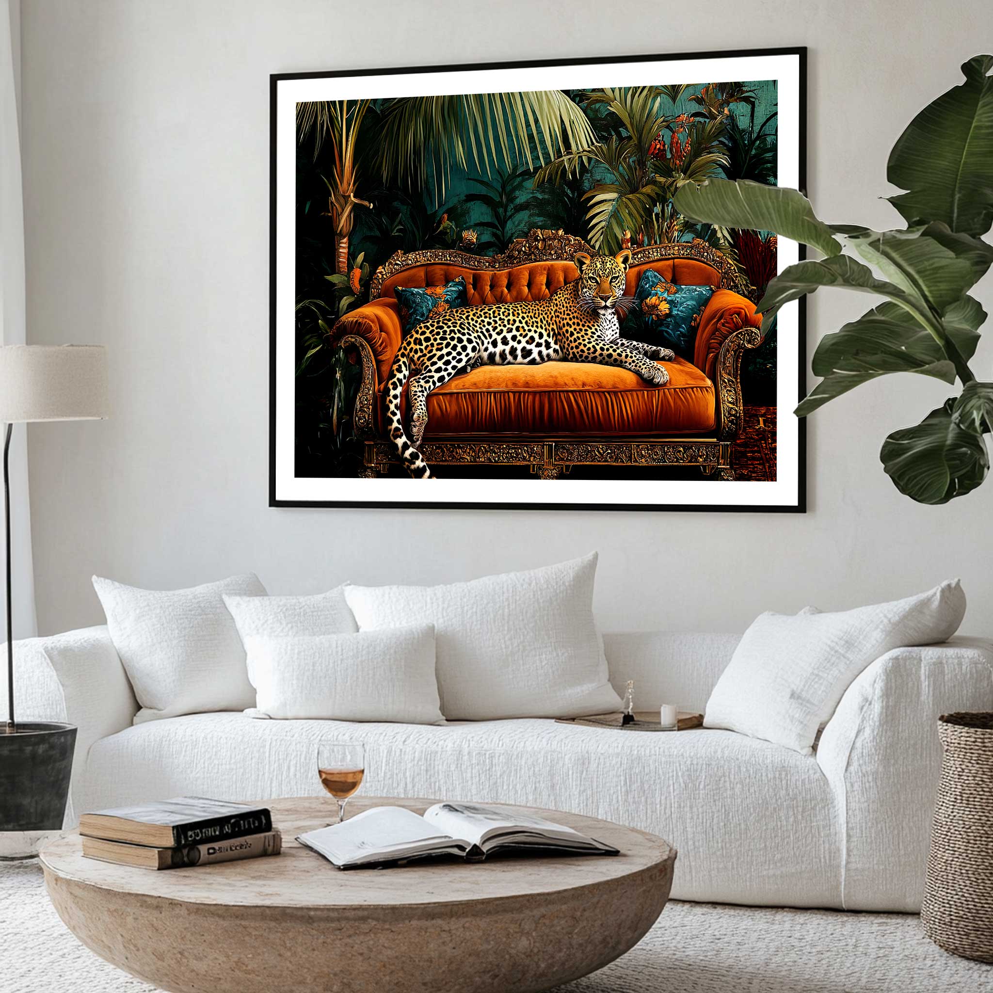 Maximalist Leopard on couch – Animal Print with Floral Botanical Frame Decorslider_item_xjfzRh