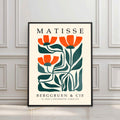 Matisse orange flower print with orange flowers and green leaves. Henri Matisse print, botanical wall art, floral wall art, flower wall art, Matisse poster, botanical print and mid century wall art
