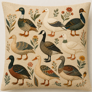 Vintage Water Fowl  Pillow
