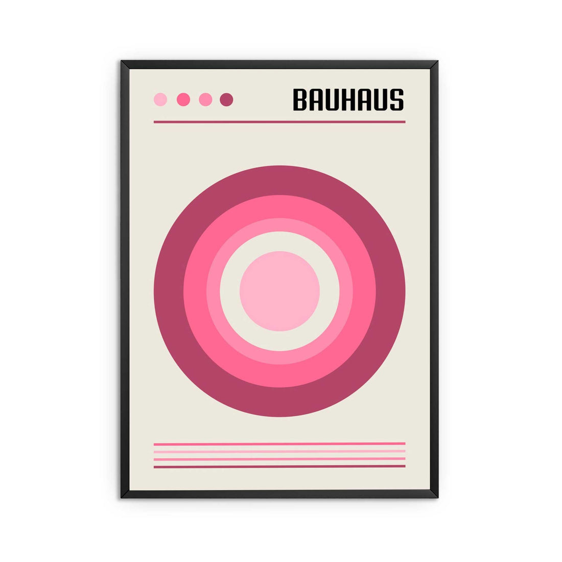 Bauhaus Circle Poster Retro Geometric Wall Art - concentric circles in shades of pink