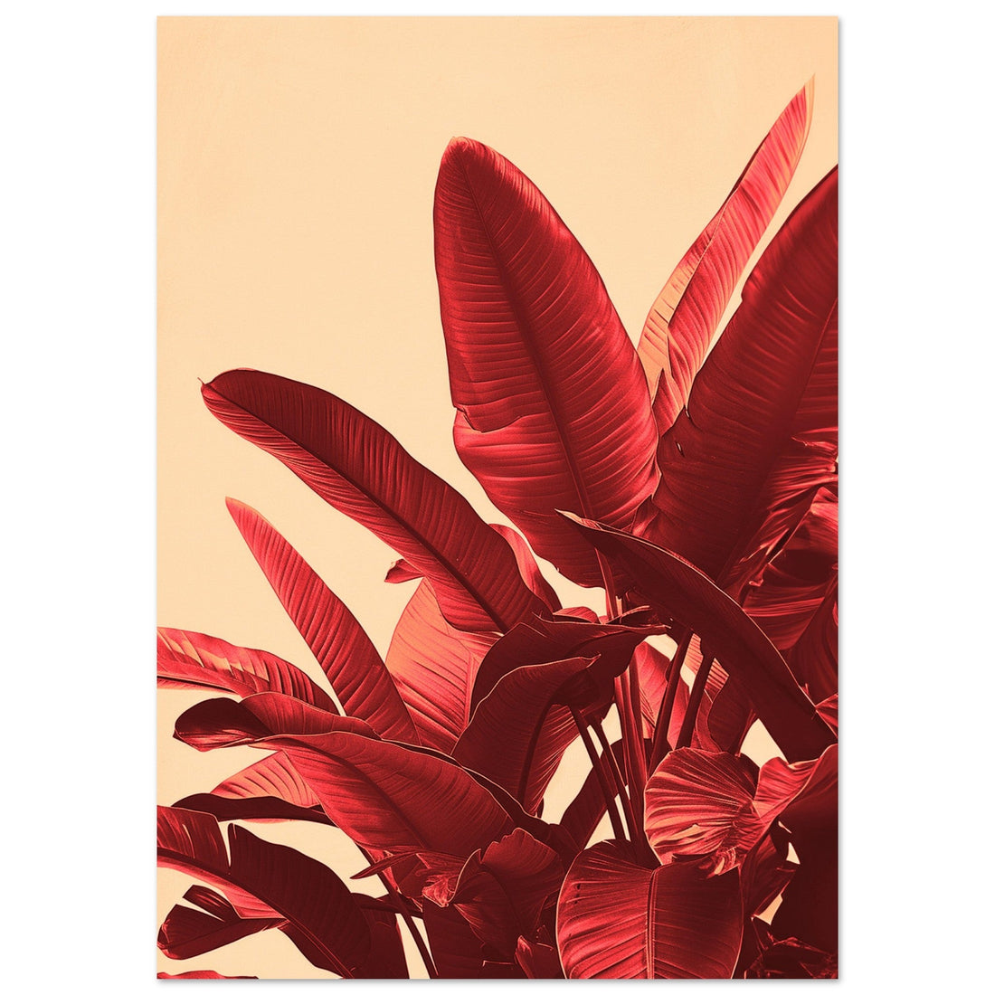 The Red Tropics, Red Tropical Leaves, Tropical Art print, Vintage Art print, #illieeart