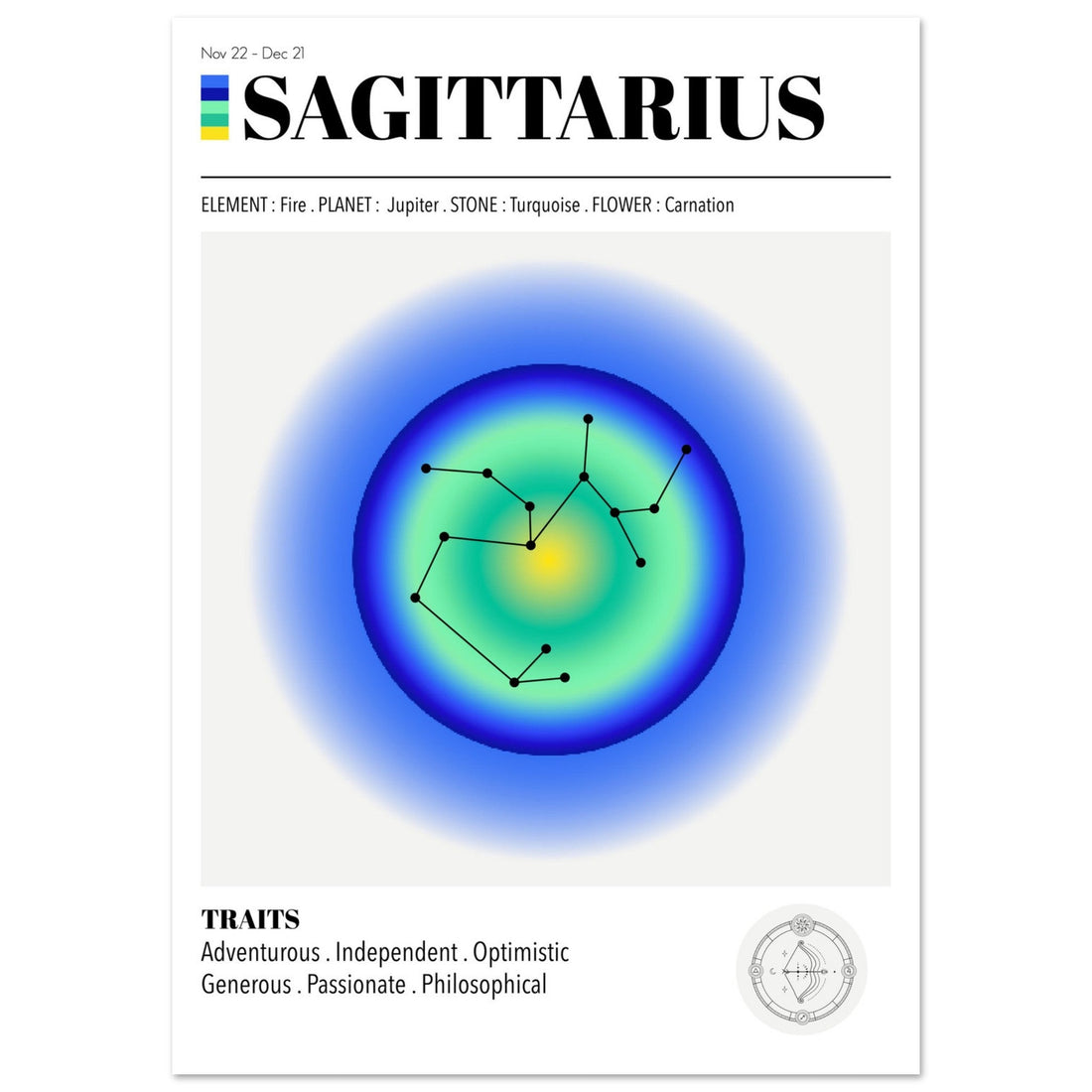 Sagittarius - Zodiac Sign, Sagittarius Aura, Sagittarius Zodiac, Zodiac Sign Print, #illieeart