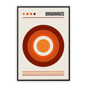 Bauhaus style poster- orange , modern minimalist print for living room