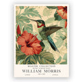 Humming Bird On red Hibiscus Flower William Morris Wall Art Print Home Decor Print For Bedroom Living Room