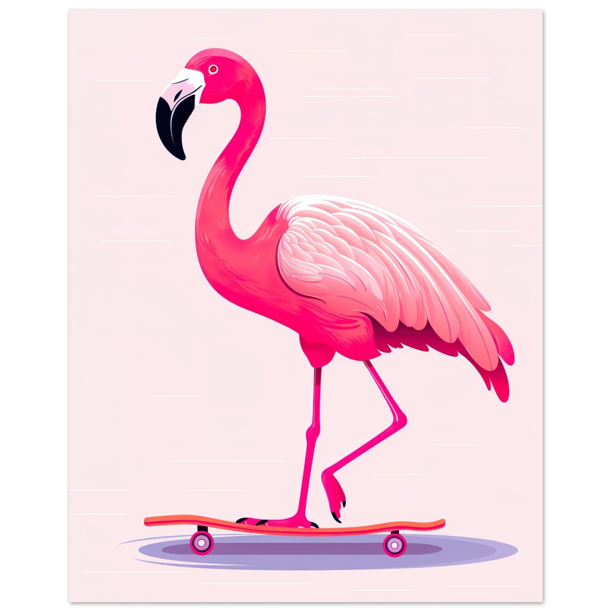 Sidewalk Walk Surfer, Flamingo On Skates, Pink Flamingo, , #illieeart