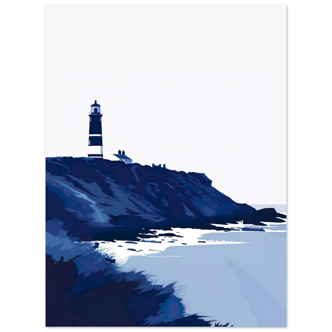 The Blue Lighthouse, coastal art, seascape, The Blue Lighthouse, #illieeart