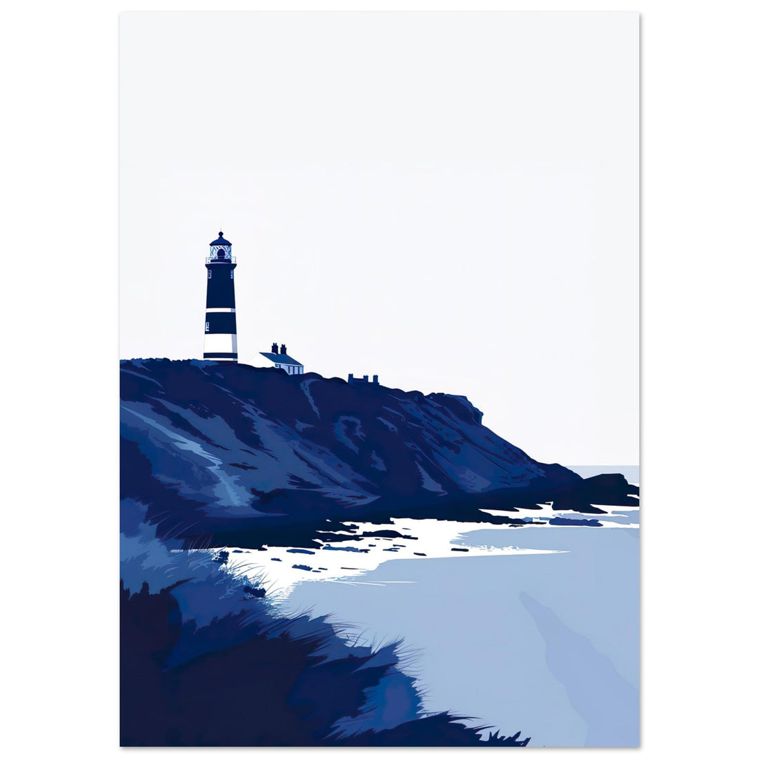 The Blue Lighthouse, coastal art, seascape, The Blue Lighthouse, #illieeart