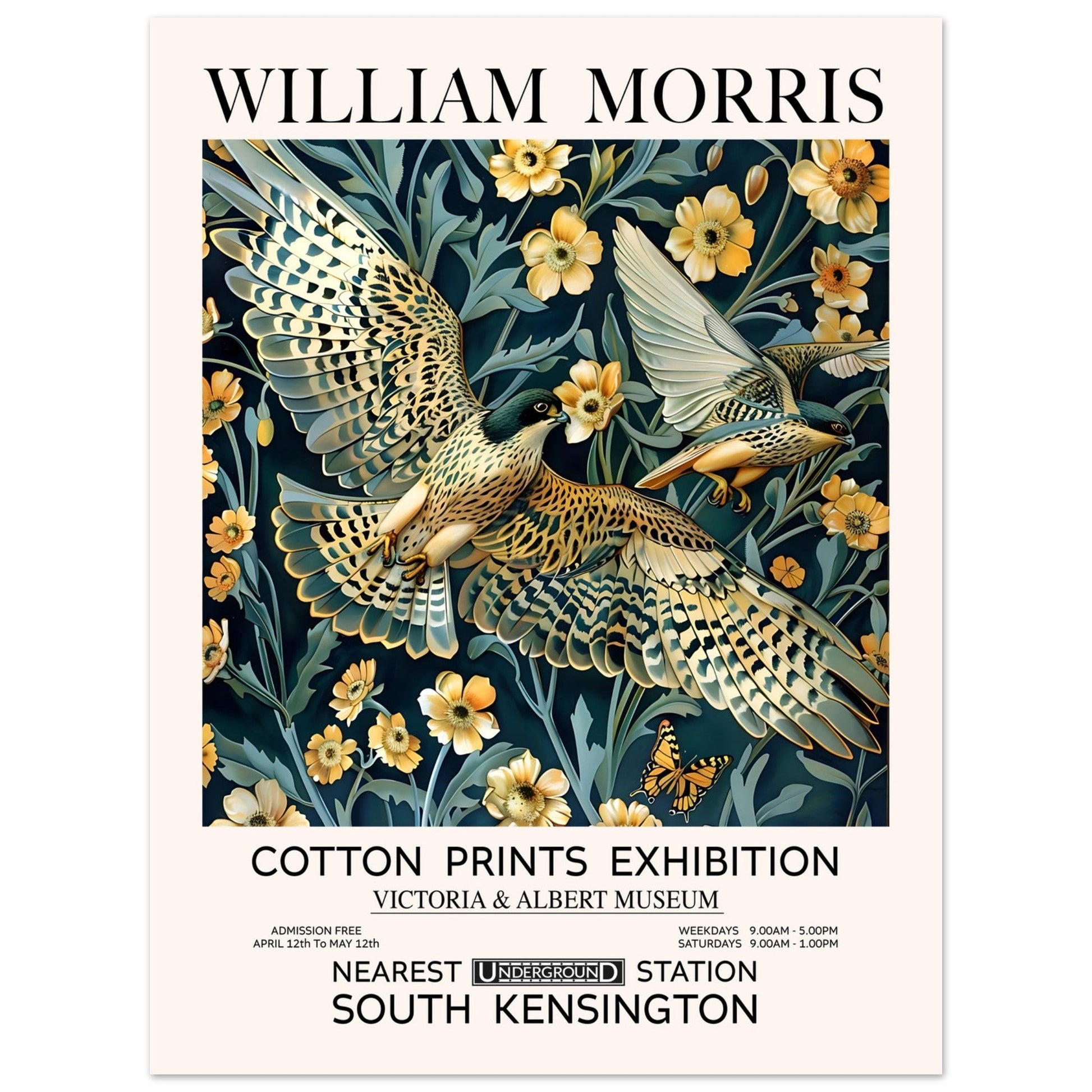 The Golden Falcon - William Morris, golden falcon, Vintage Art print, william morris, #illieeart