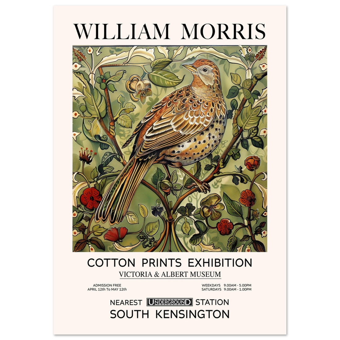 The Partridge - William Morris, The Partridge, Vintage Art print, william morris, #illieeart