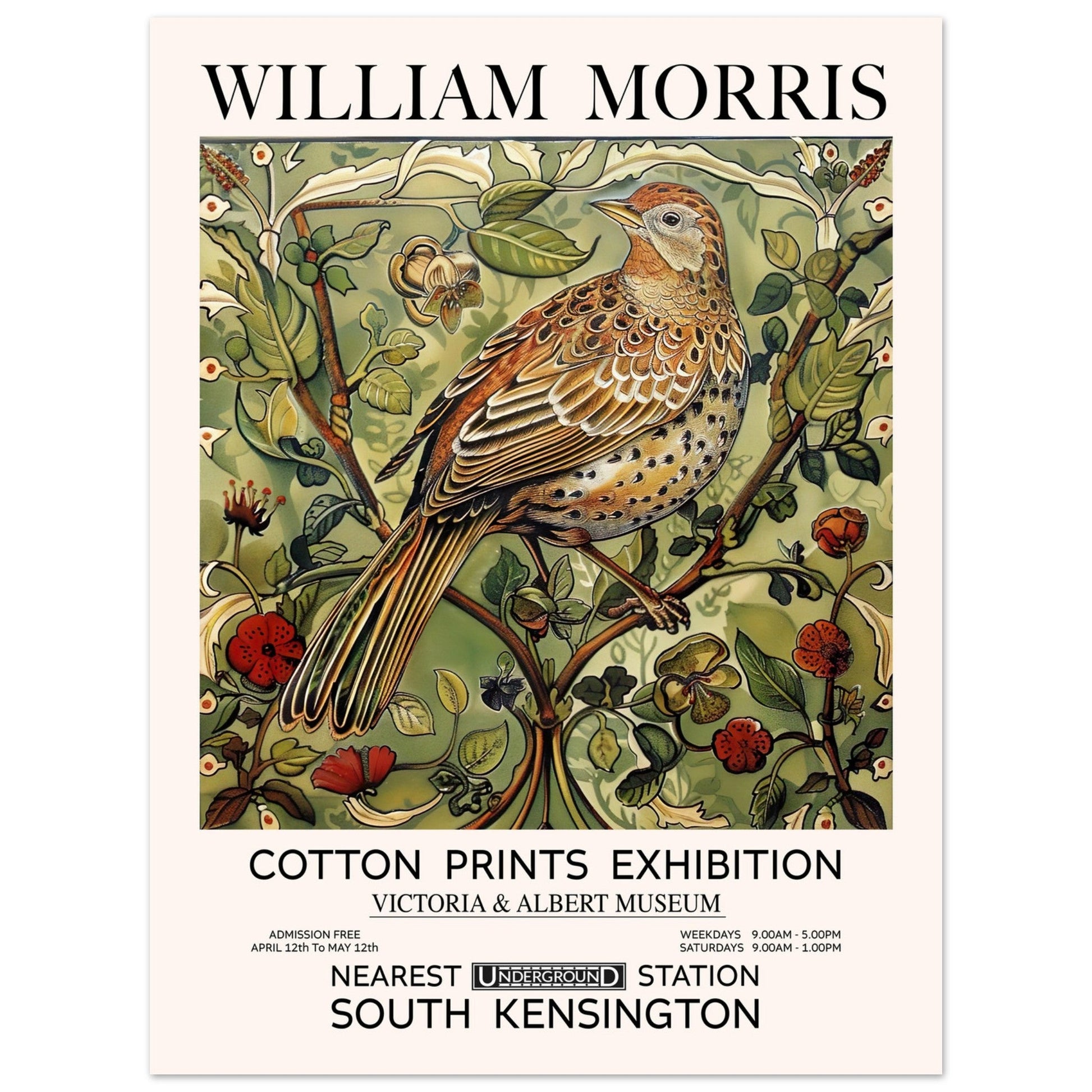 The Partridge - William Morris, The Partridge, Vintage Art print, william morris, #illieeart