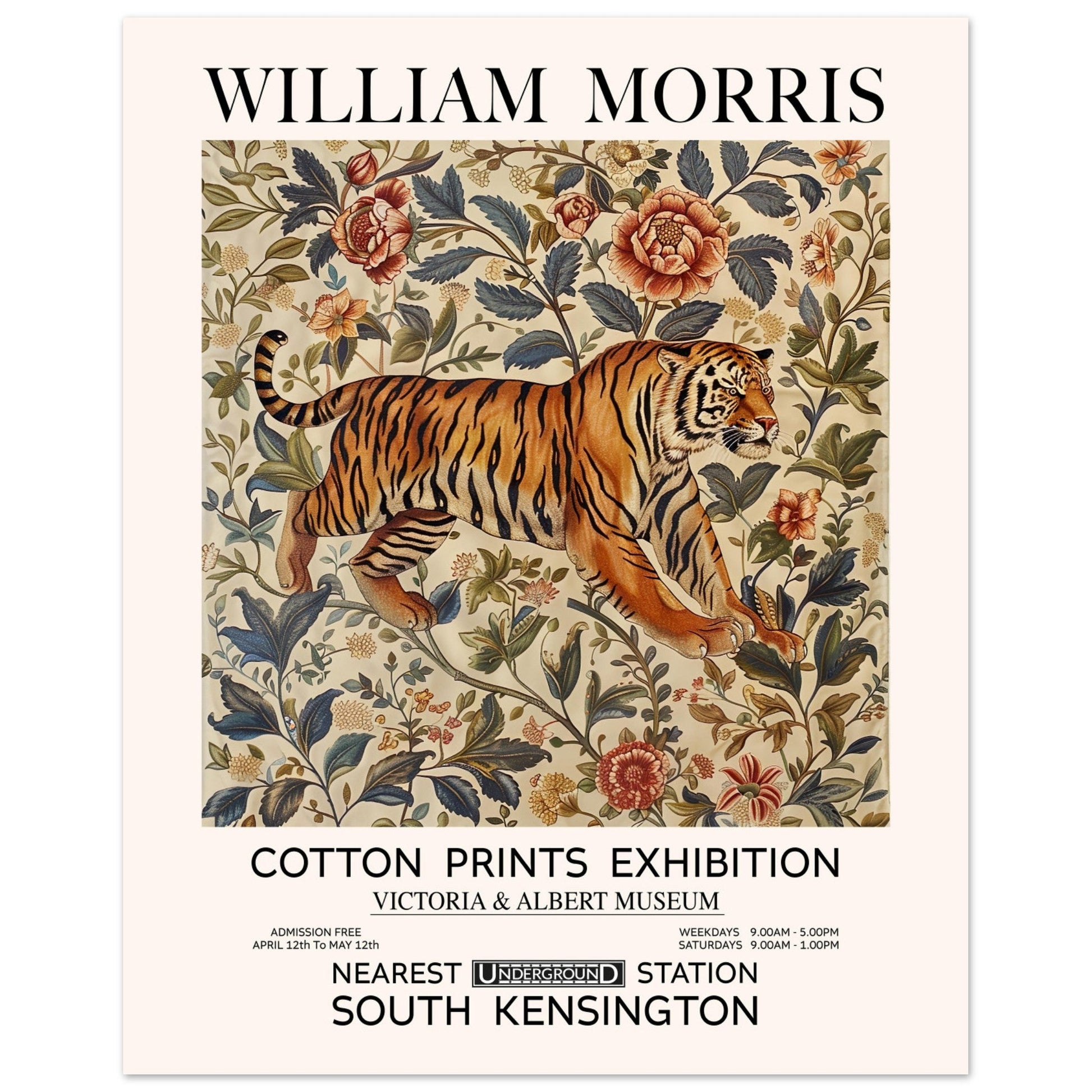 The Tiger - William Morris, ART NOUVEAU MORRIS, The Tiger, William Morris Art, #illieeart