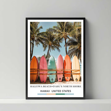 Travel Print North Shore Hawaii Surfboard Poster
