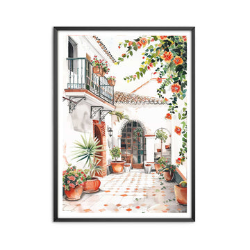 Travel Print Spain Spanish Patio Watercolour