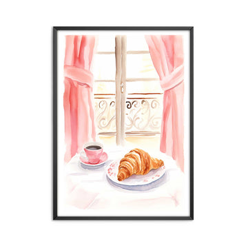 Travel Print Paris Croissant & Coffee Wall Art