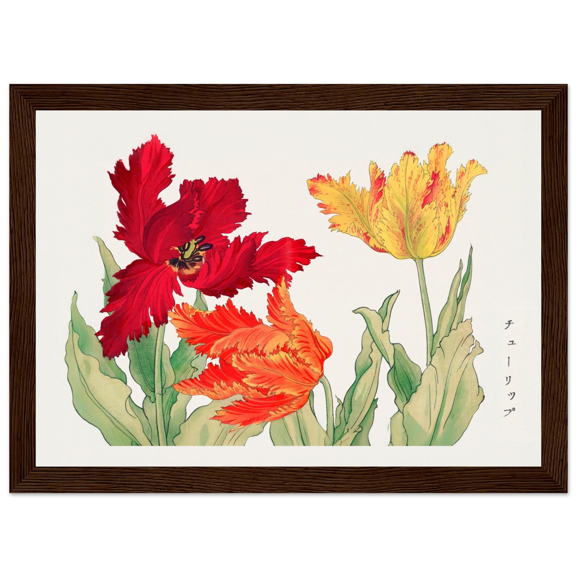 Tulips - Framed Poster, Framed Poster, Japanese woodblock art, Tulips, #illieeart
