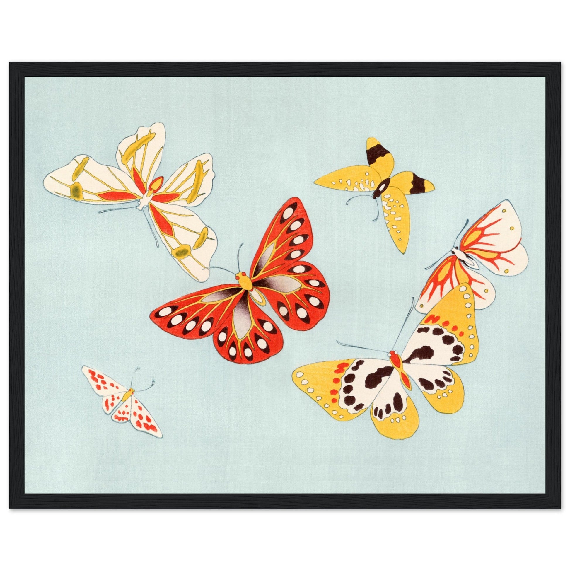 Vintage Butterflies - Framed Poster, floral, red, yellow, #illieeart