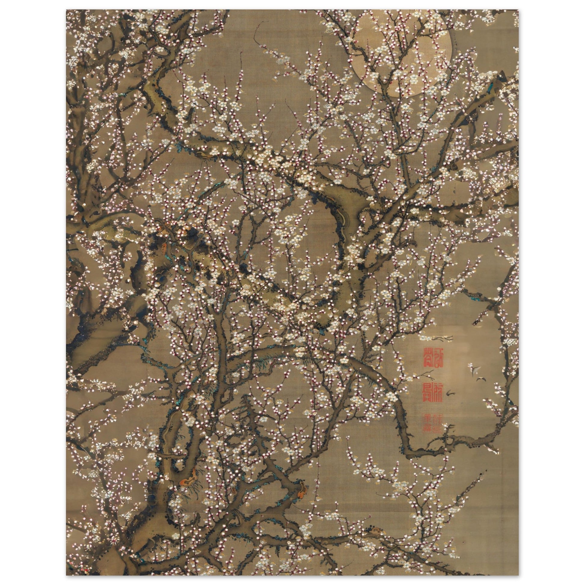 Vintage Japanese - Flowers and Moon, Flowers and Moon, Vintage Japanese, , #illieeart