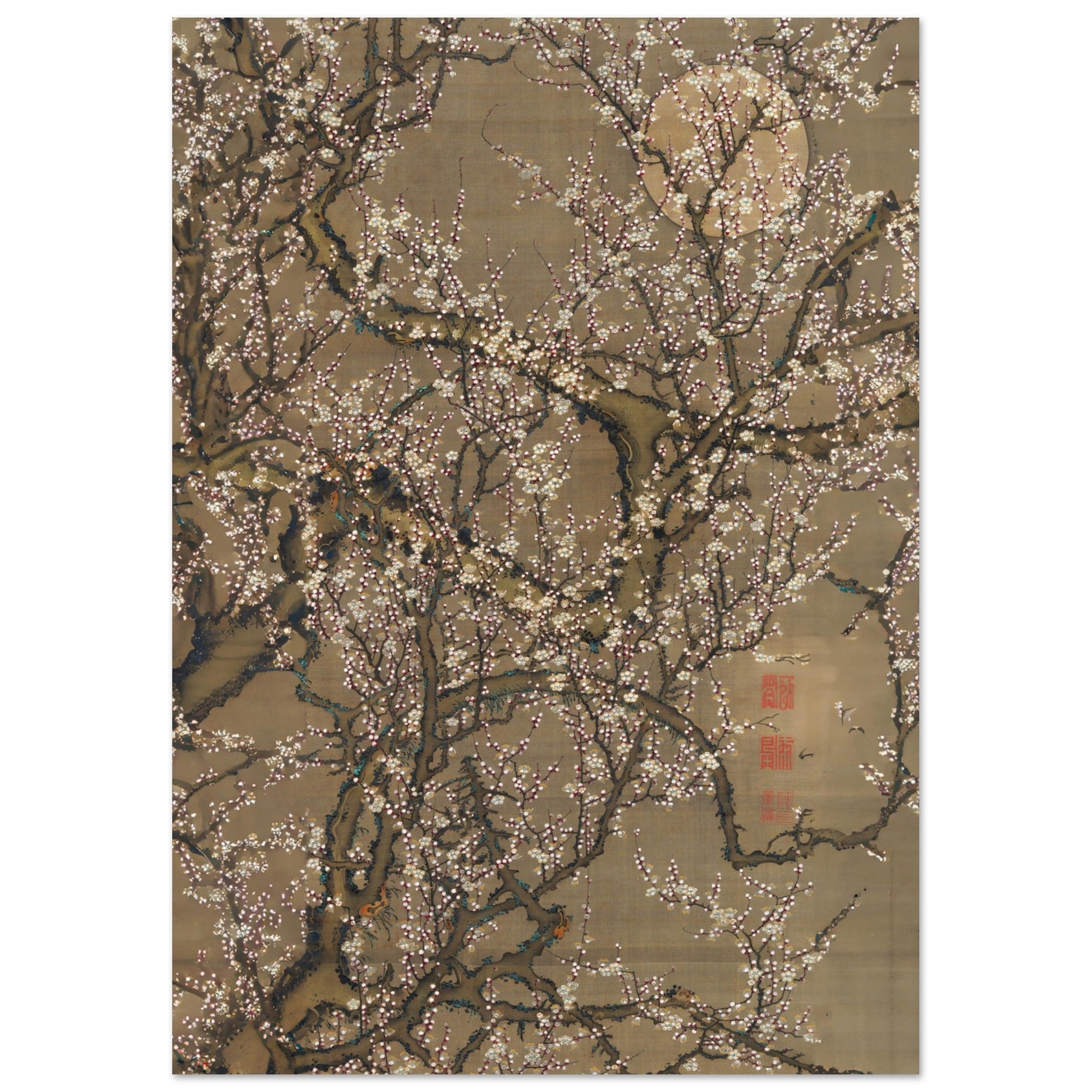 Vintage Japanese - Flowers and Moon, Flowers and Moon, Vintage Japanese, , #illieeart