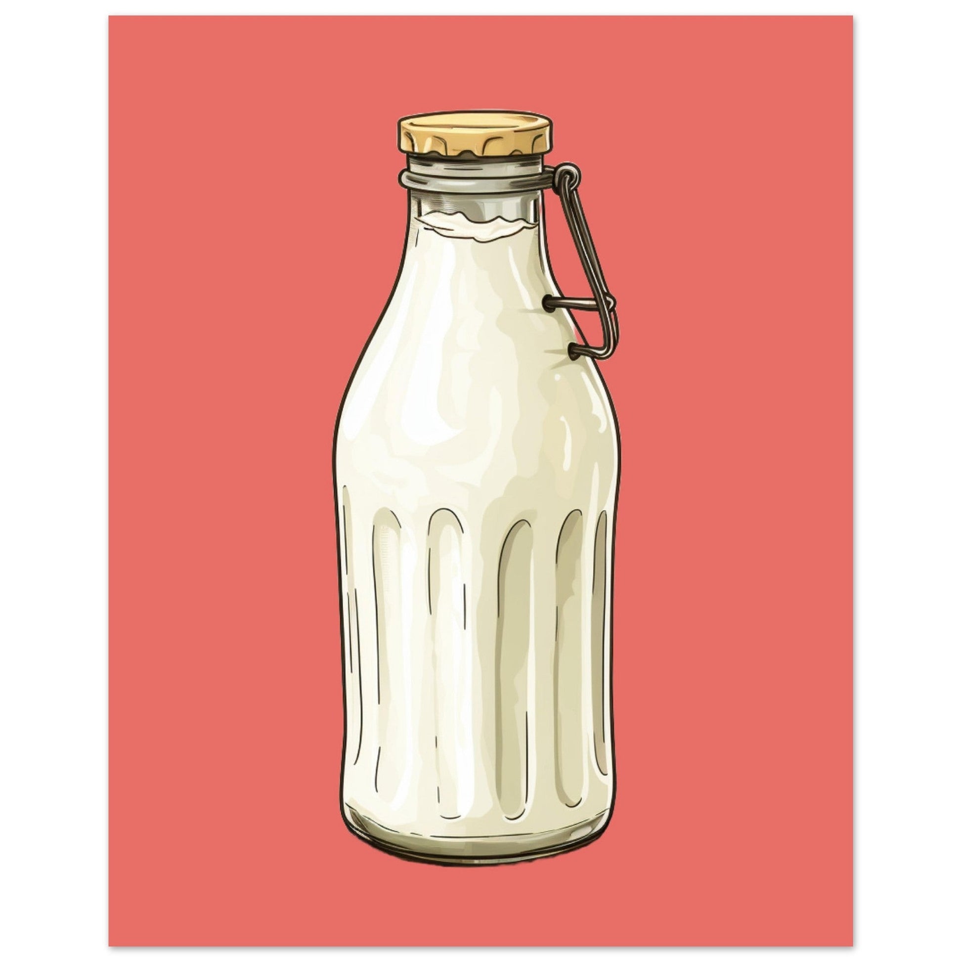 Vintage Milk Bottle, Kitchen Print, Retro Kitchen Print, Vintage Milk Bottle, #illieeart