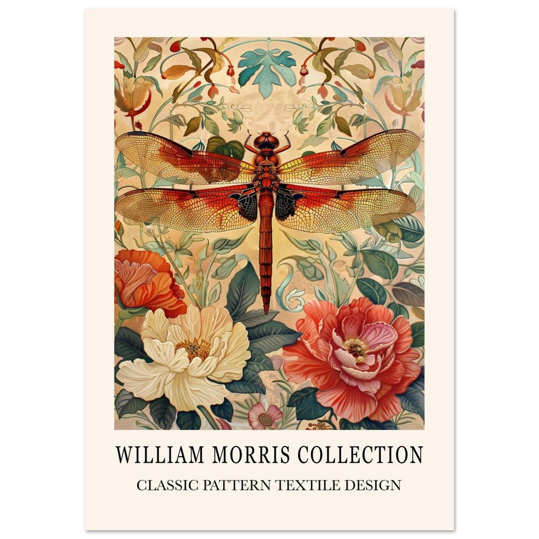 Golden Dragon Fly - William Morris, botanical, iconic artists, textiles, #illieeart