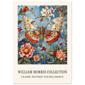 Butterfly And Flowers - William Morris, animal, Arts & Crafts, Blue, #illieeart