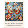 Butterfly And Flowers - William Morris, animal, Arts & Crafts, Blue, #illieeart