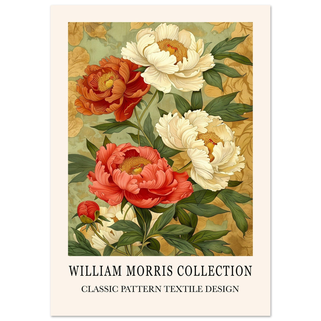 The Peonies - William Morris, exhibition posters, The Peonies, William Morris Art, #illieeart
