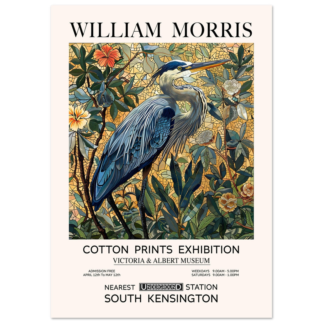 The Blue Heron - William Morris, blue heron, Organic Motif, william morris, #illieeart