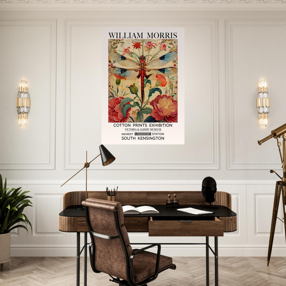 Golden And Red  Vintage Dragonfly Print Foe Living room