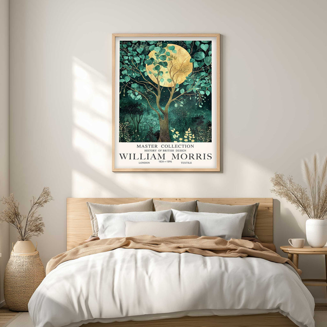 william morris moon tree wall art botanical print green night sky design