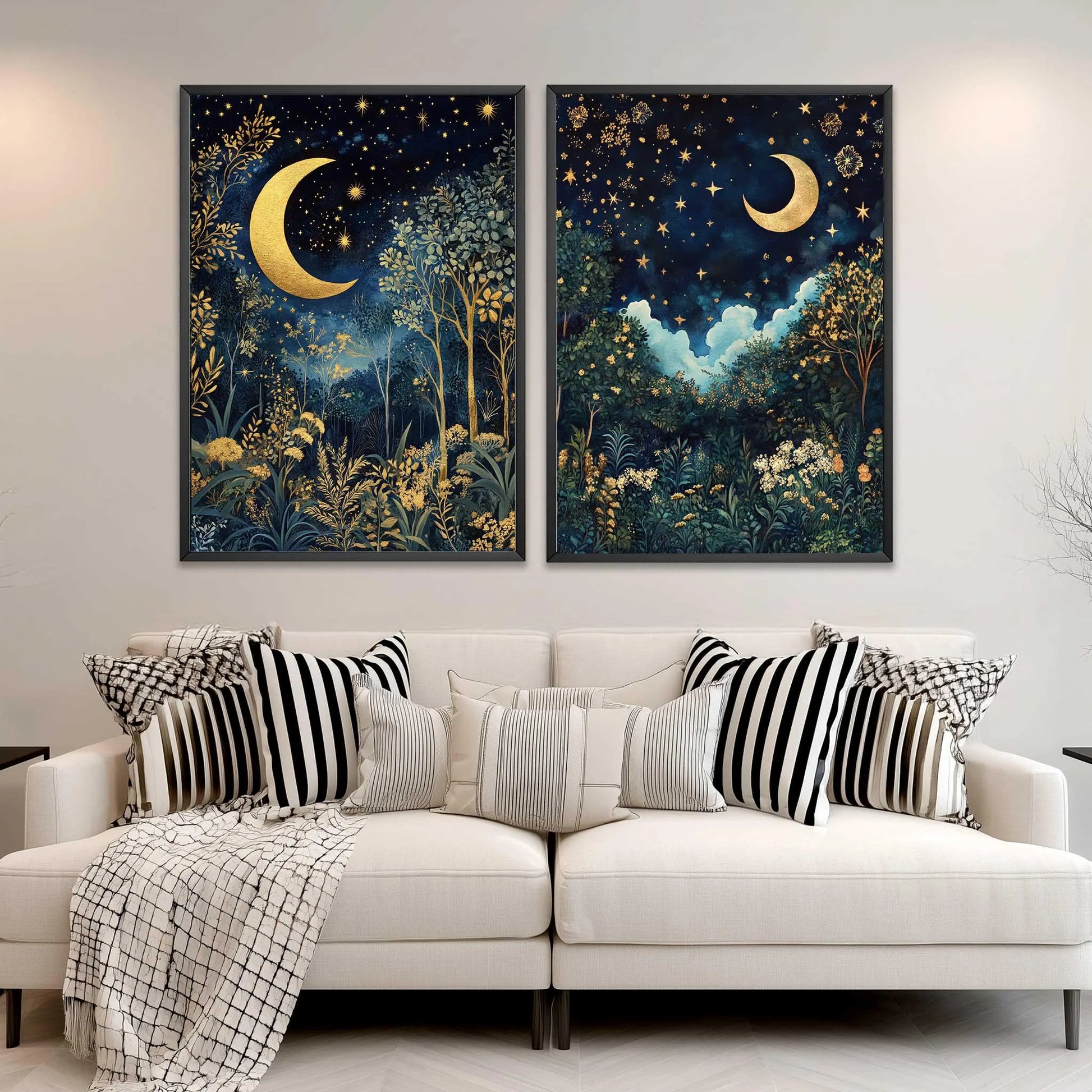 william morris set of 2 moon prints 