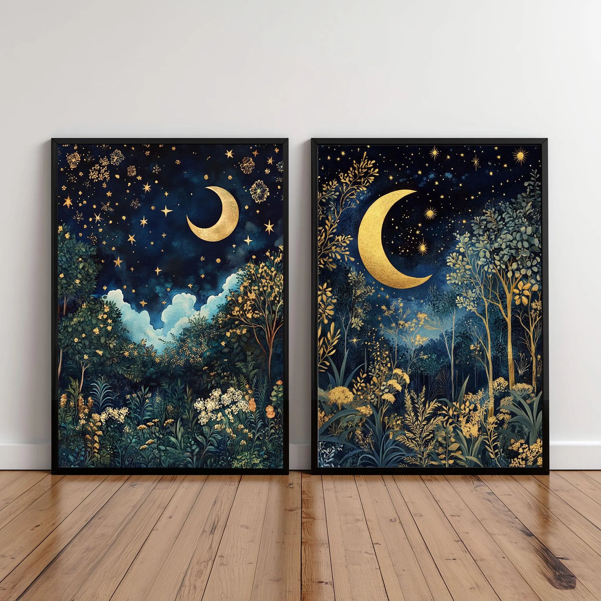 william morris set of 2 moon prints 