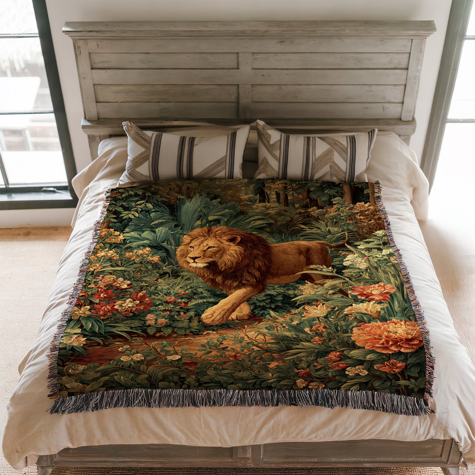william morris style lion blanket