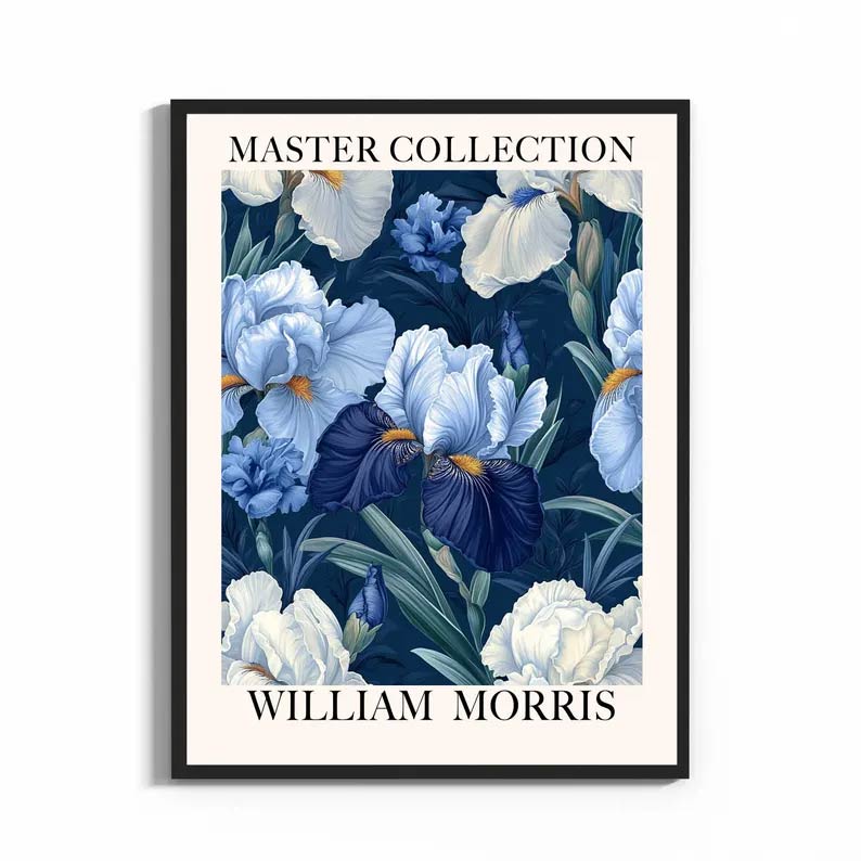 William Morris Print Set Blue Iris Flower Wall Art